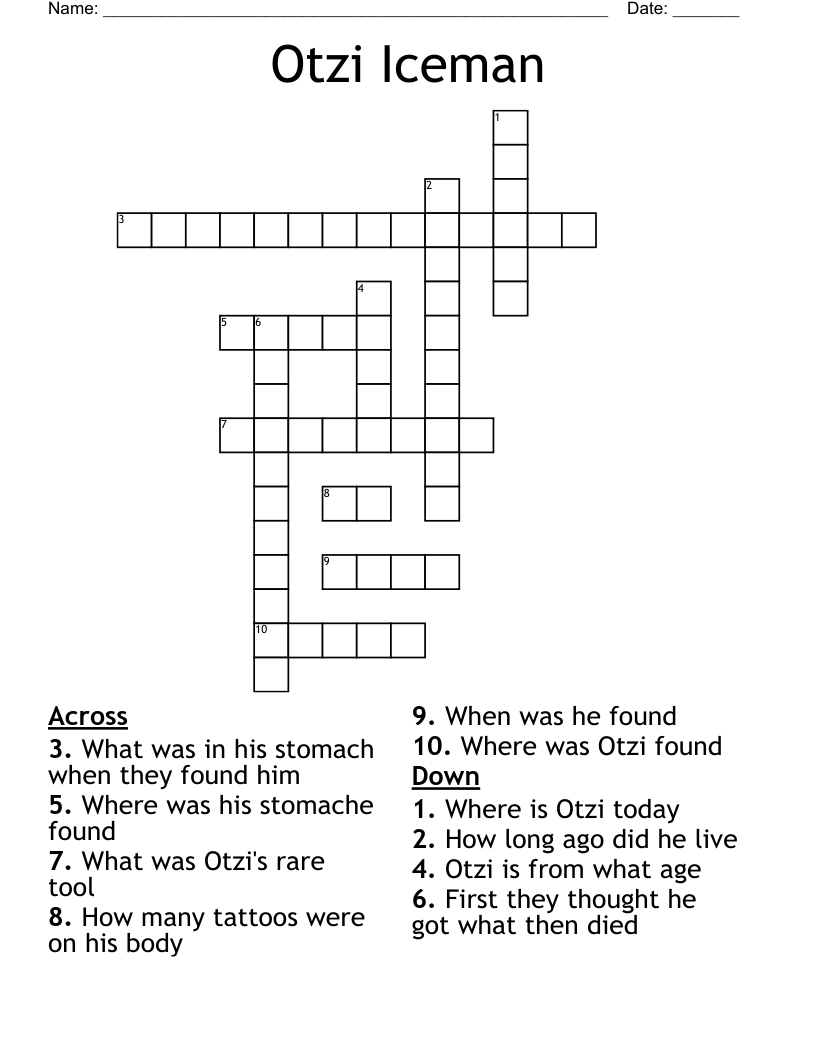 Otzi Iceman Crossword