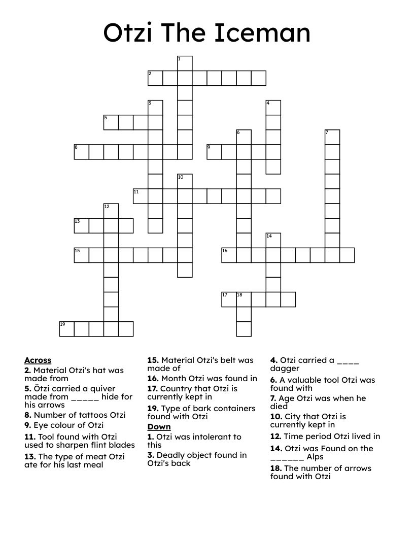 Otzi The Iceman Crossword