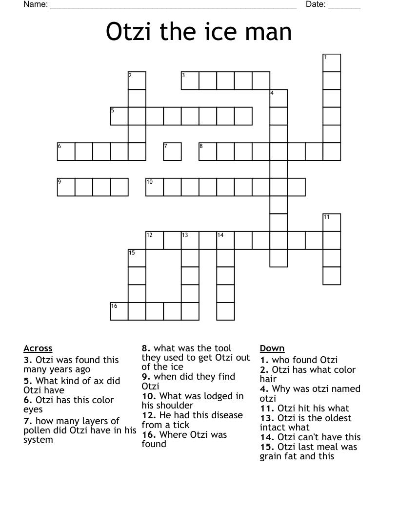 Otzi  the ice man Crossword