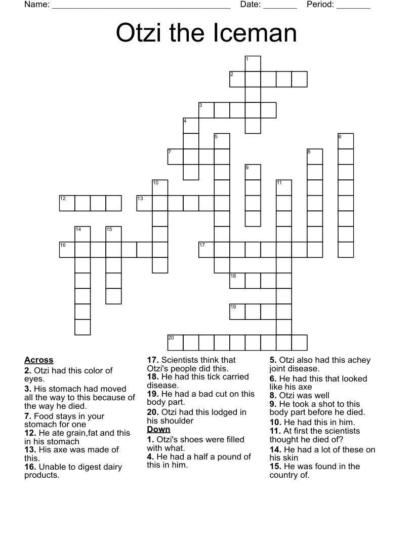 Otzi the Iceman Crossword
