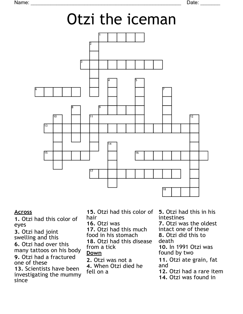 Otzi the iceman Crossword