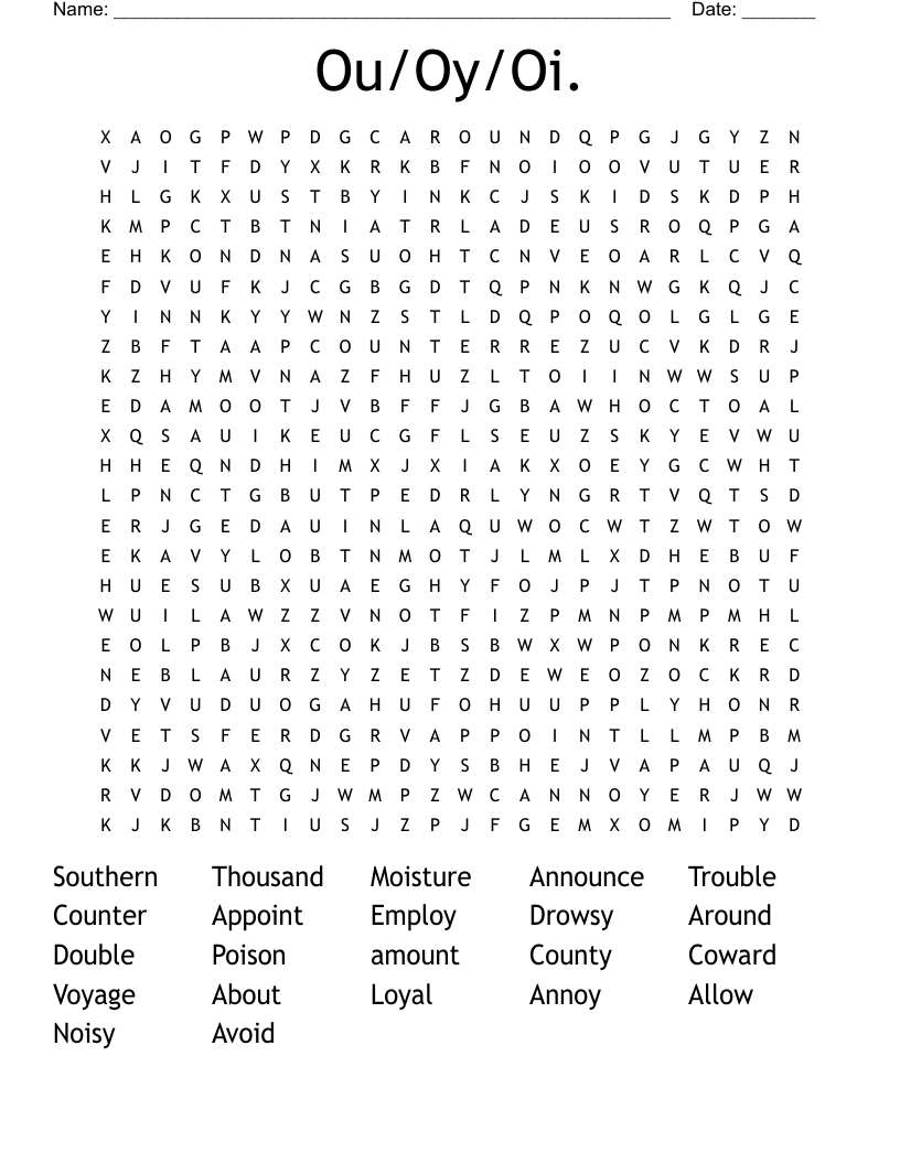 Ou/Oy/Oi. Word Search