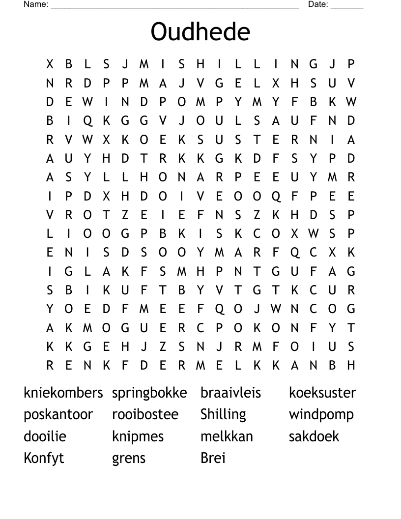 Oudhede Word Search