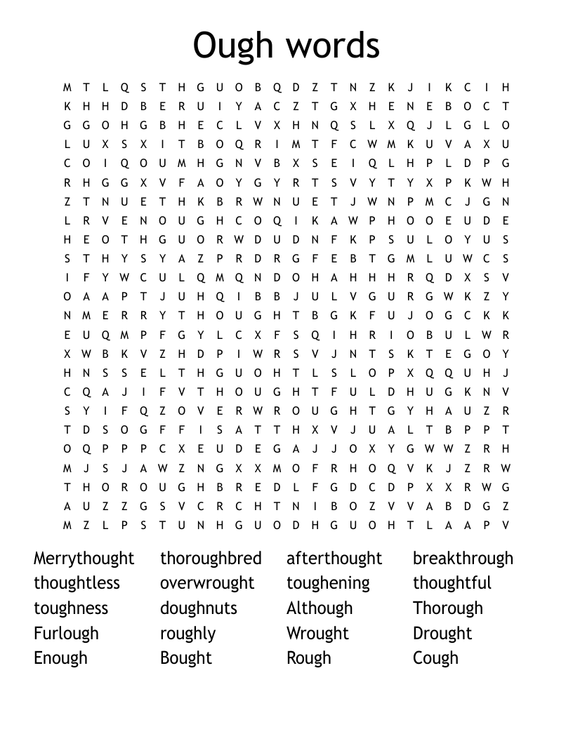Ough words  Word Search
