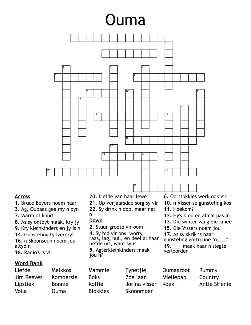Ouma Crossword