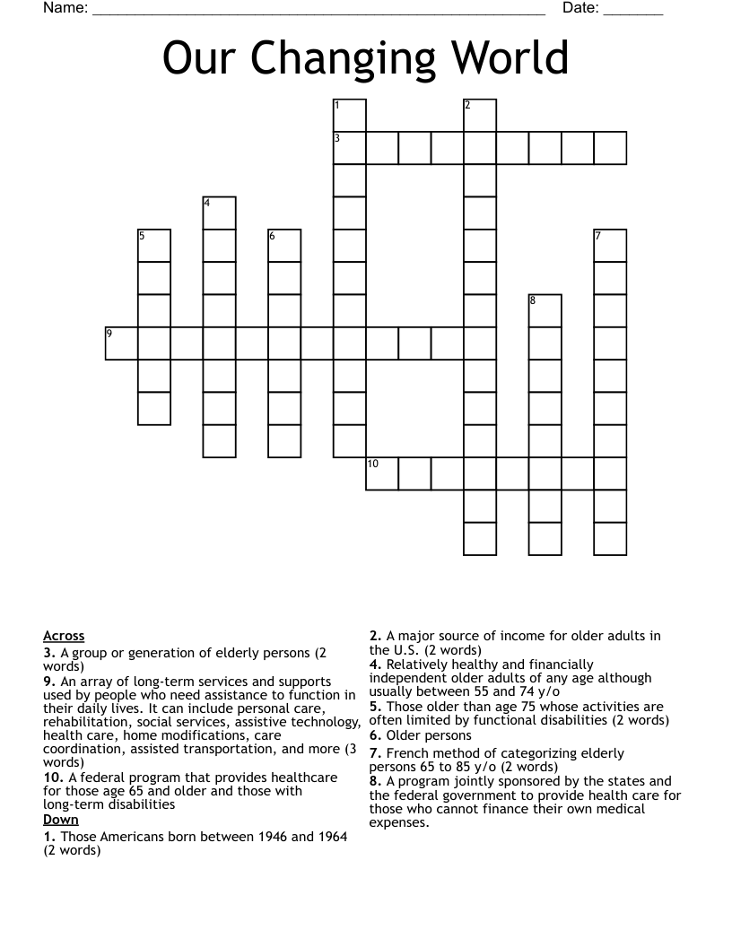 Our Changing World Crossword