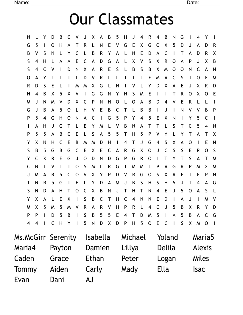 Our Classmates Word Search