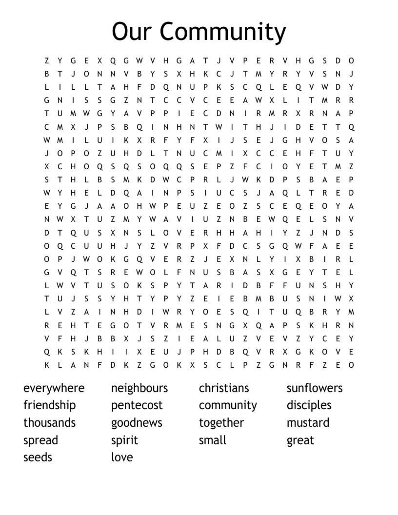 Our Community Word Search