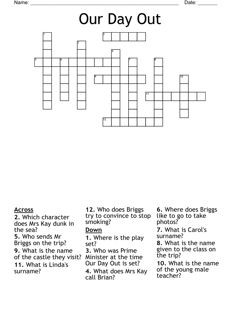 Our Day Out Crossword