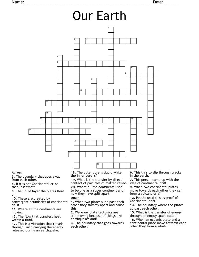 Our Earth Crossword