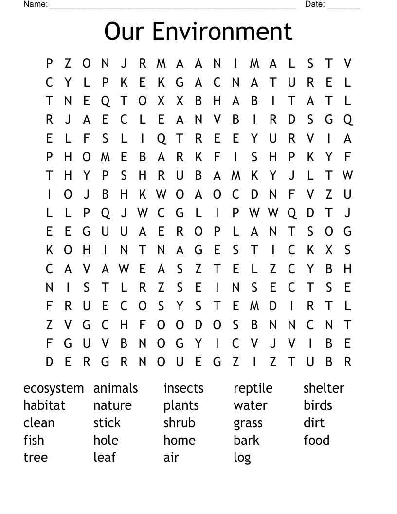 Our Environment Word Search