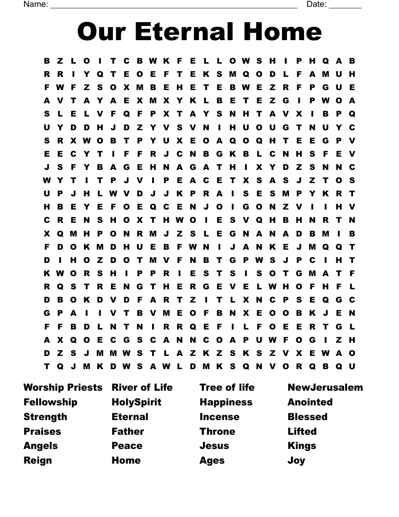Our Eternal Home Word Search