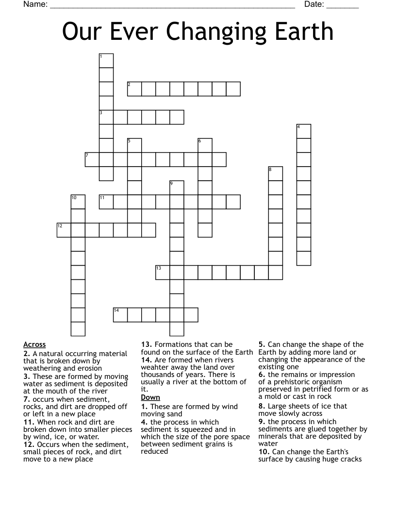 Our Ever Changing Earth Crossword