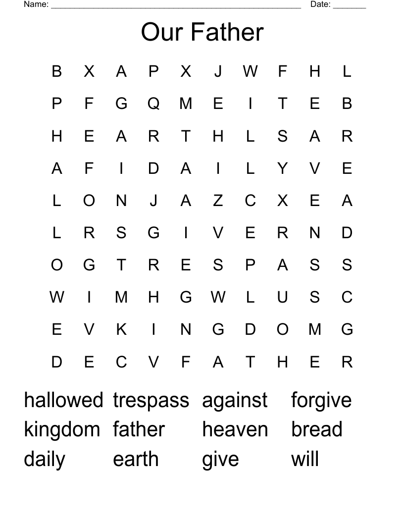 Our Father Word Search