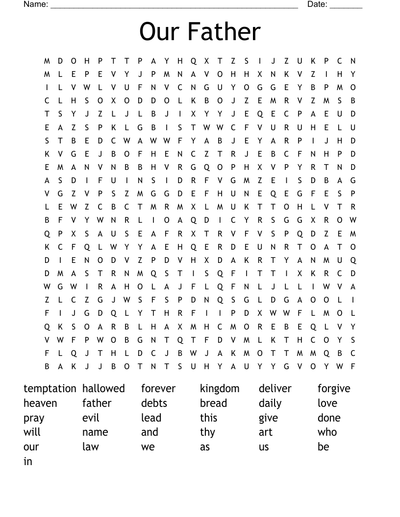 Our Father Word Search