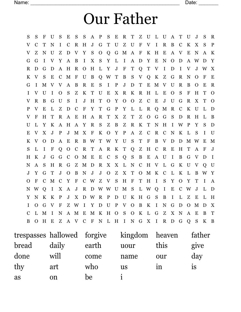 Our Father Word Search