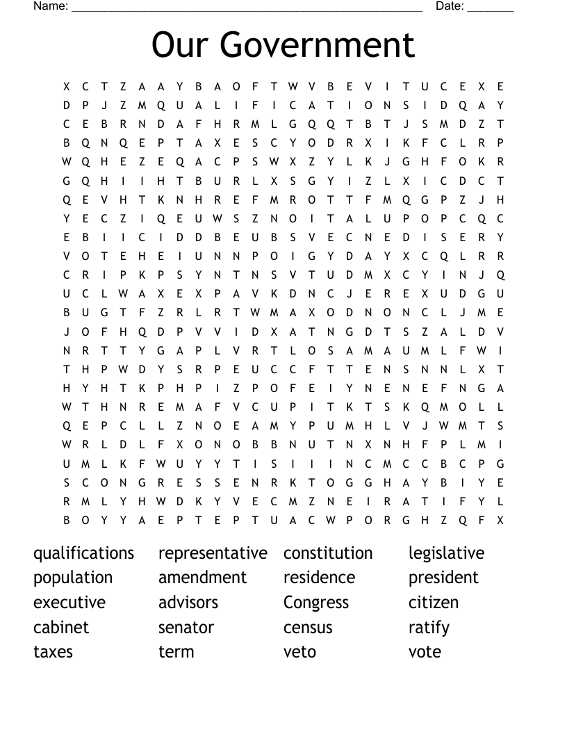 Our Government Word Search
