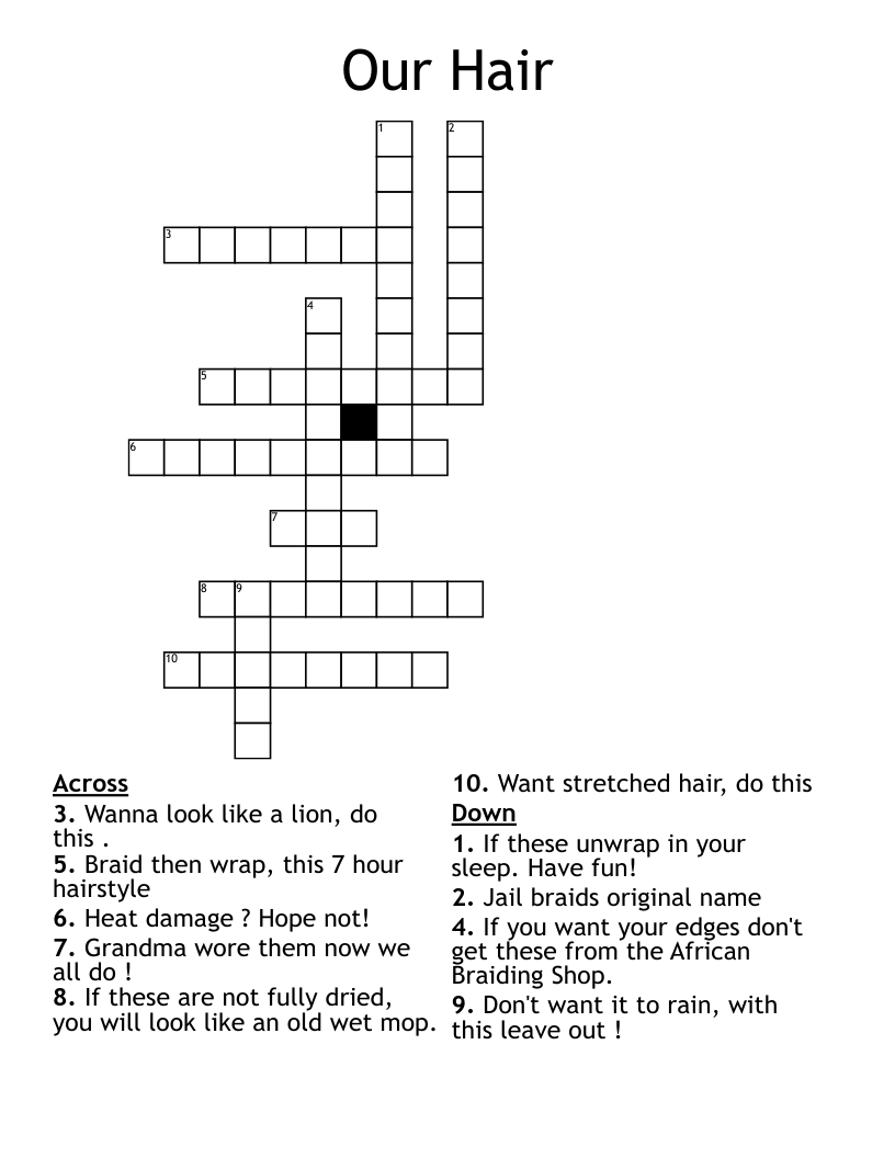 Our Hair  Crossword