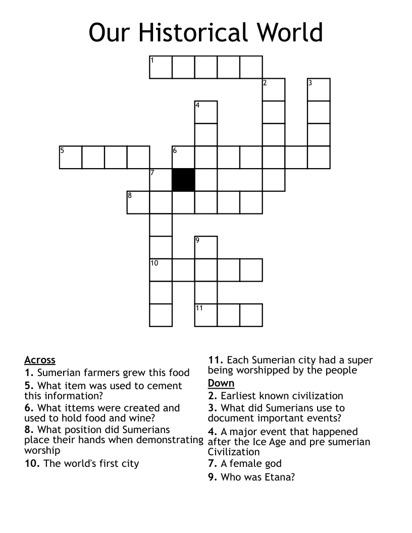 Our Historical World Crossword