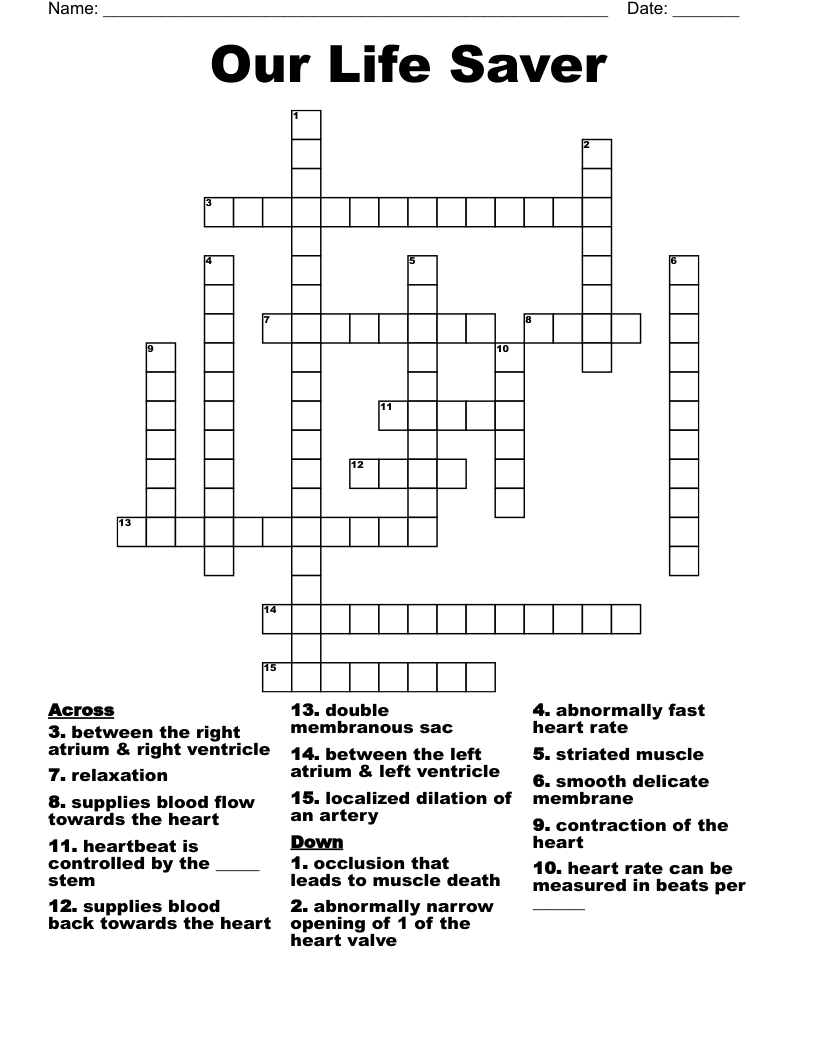 Our Life Saver Crossword