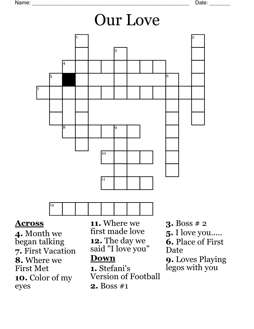 Our Love  Crossword