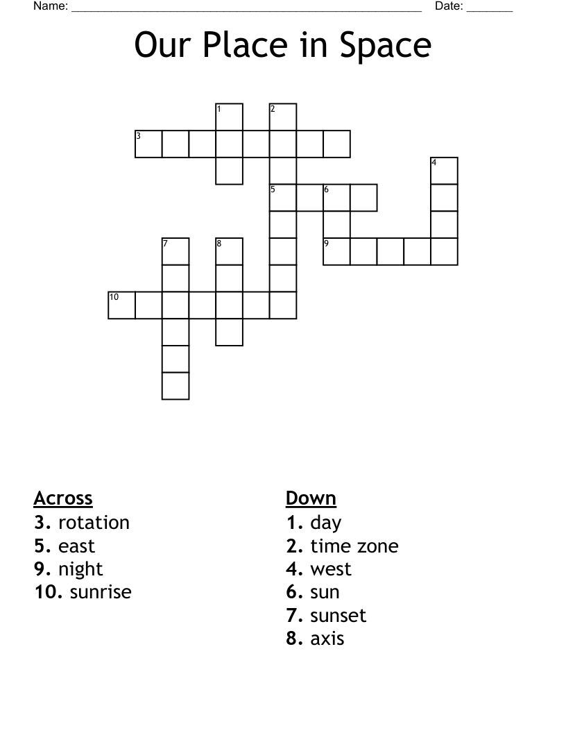 Our Place in Space Crossword