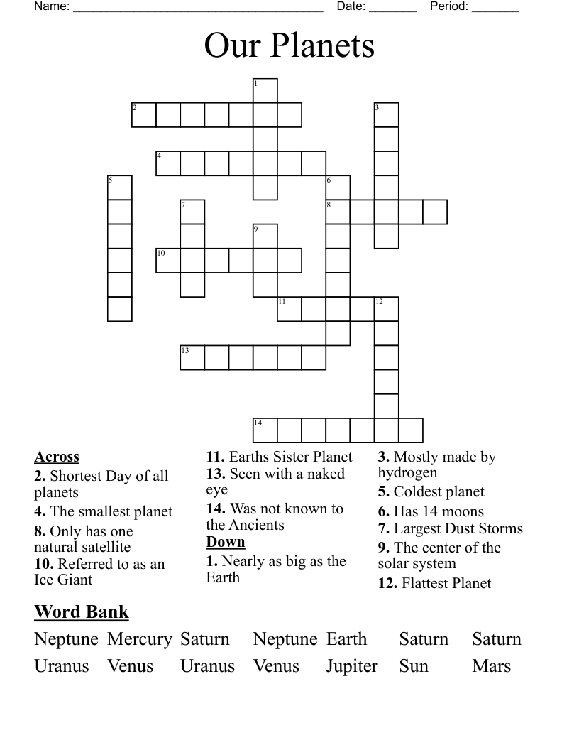 Our Planets Crossword