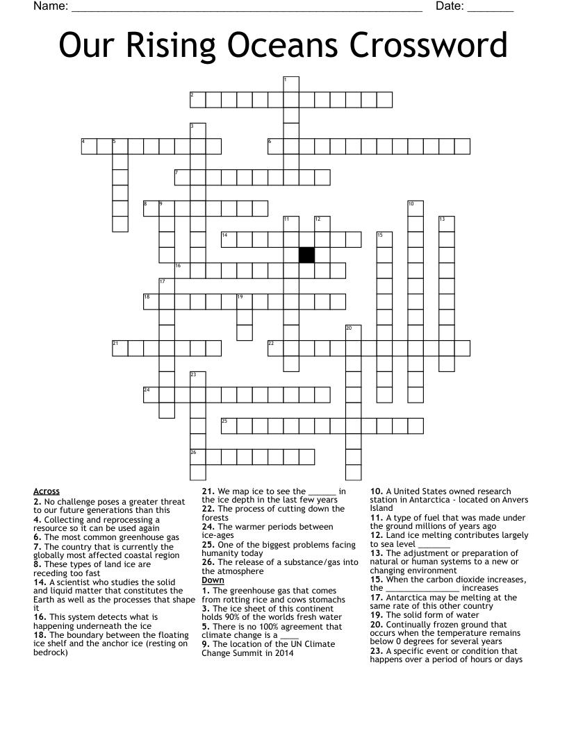 Our Rising Oceans Crossword