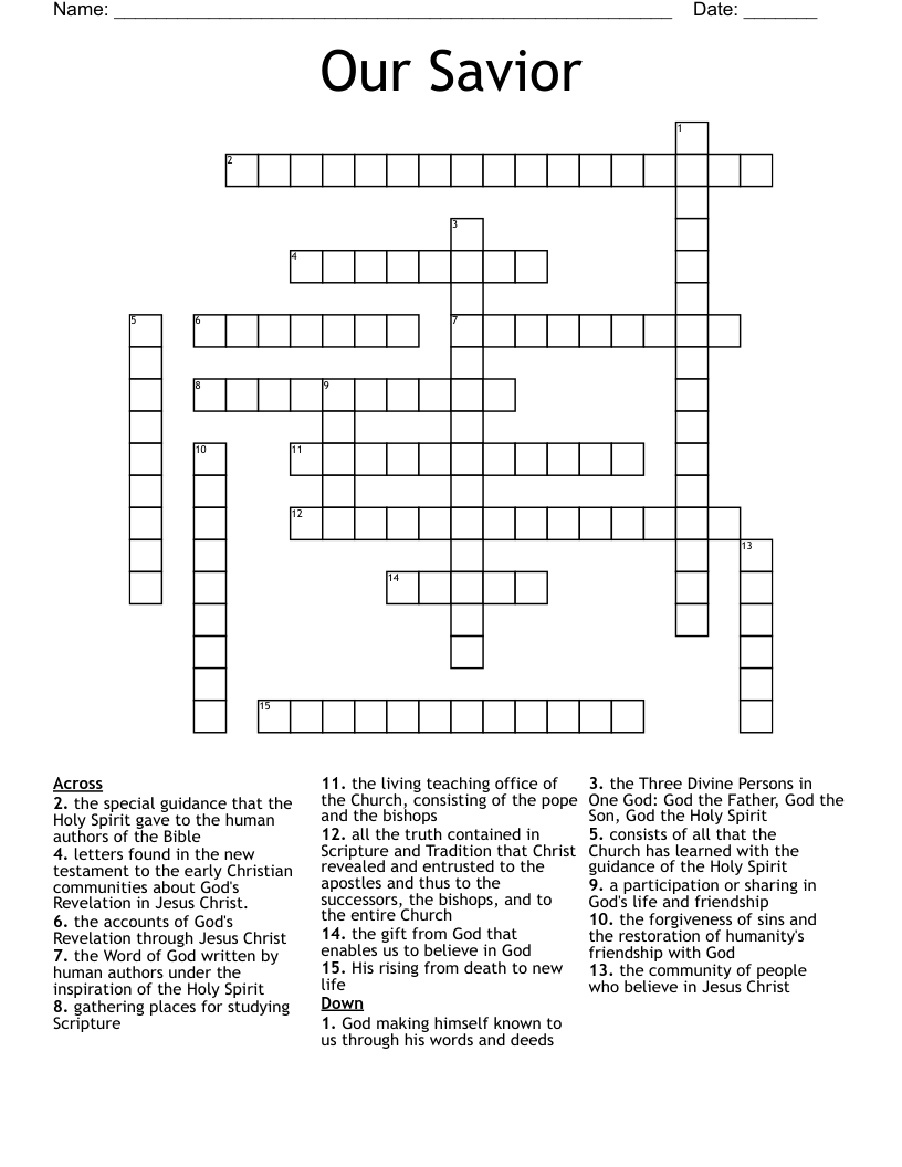 Our Savior Crossword