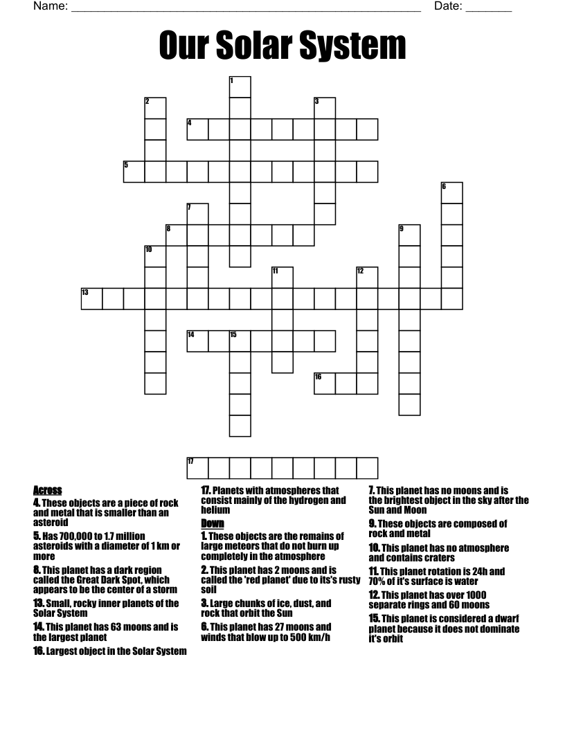 Our Solar System Crossword