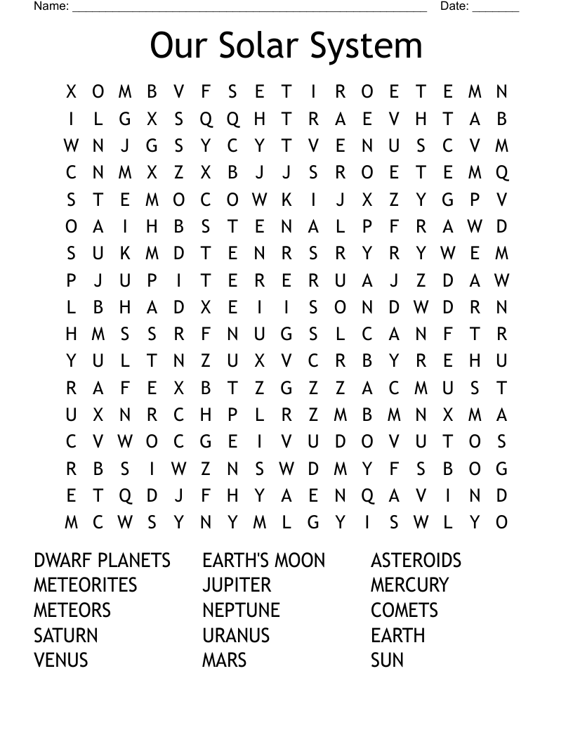 Our Solar System Word Search