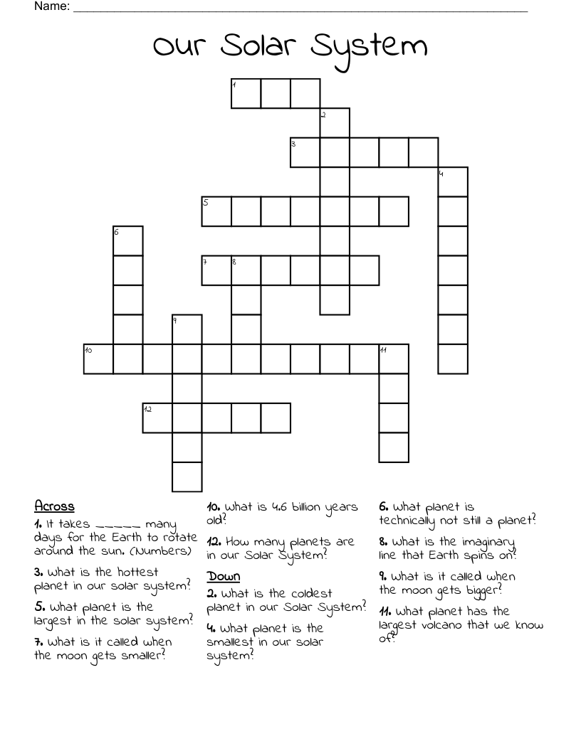Our Solar System Crossword