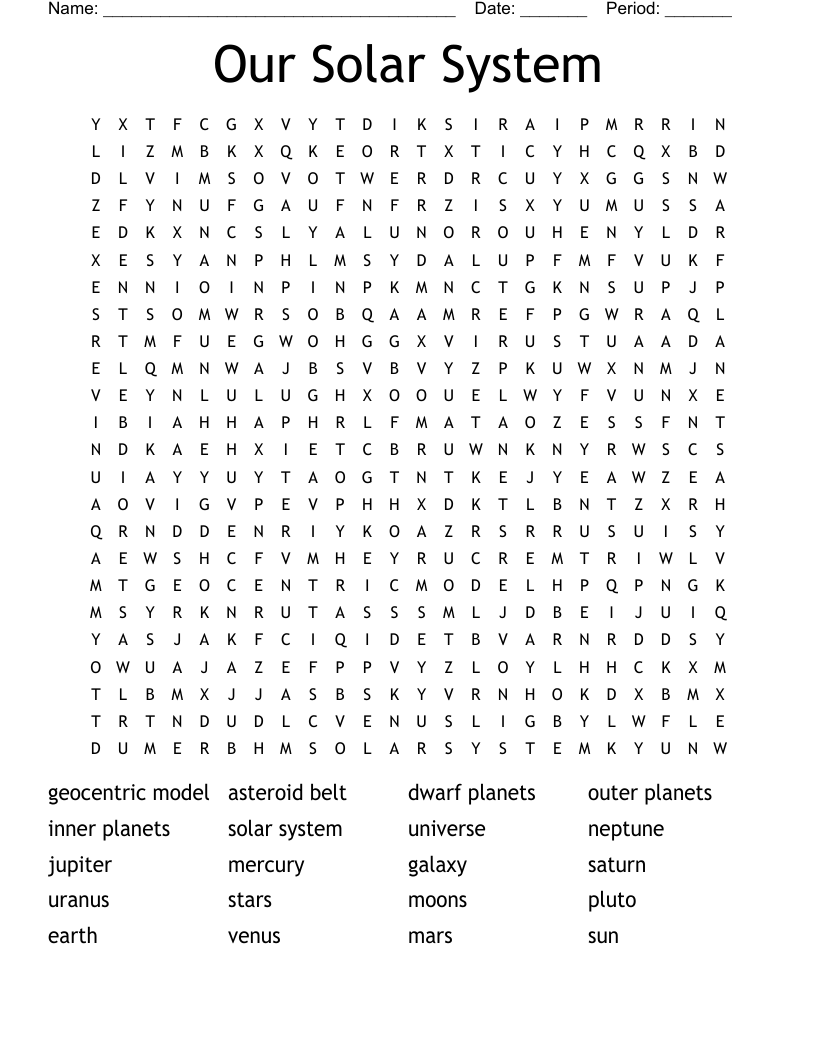 Our Solar System Word Search