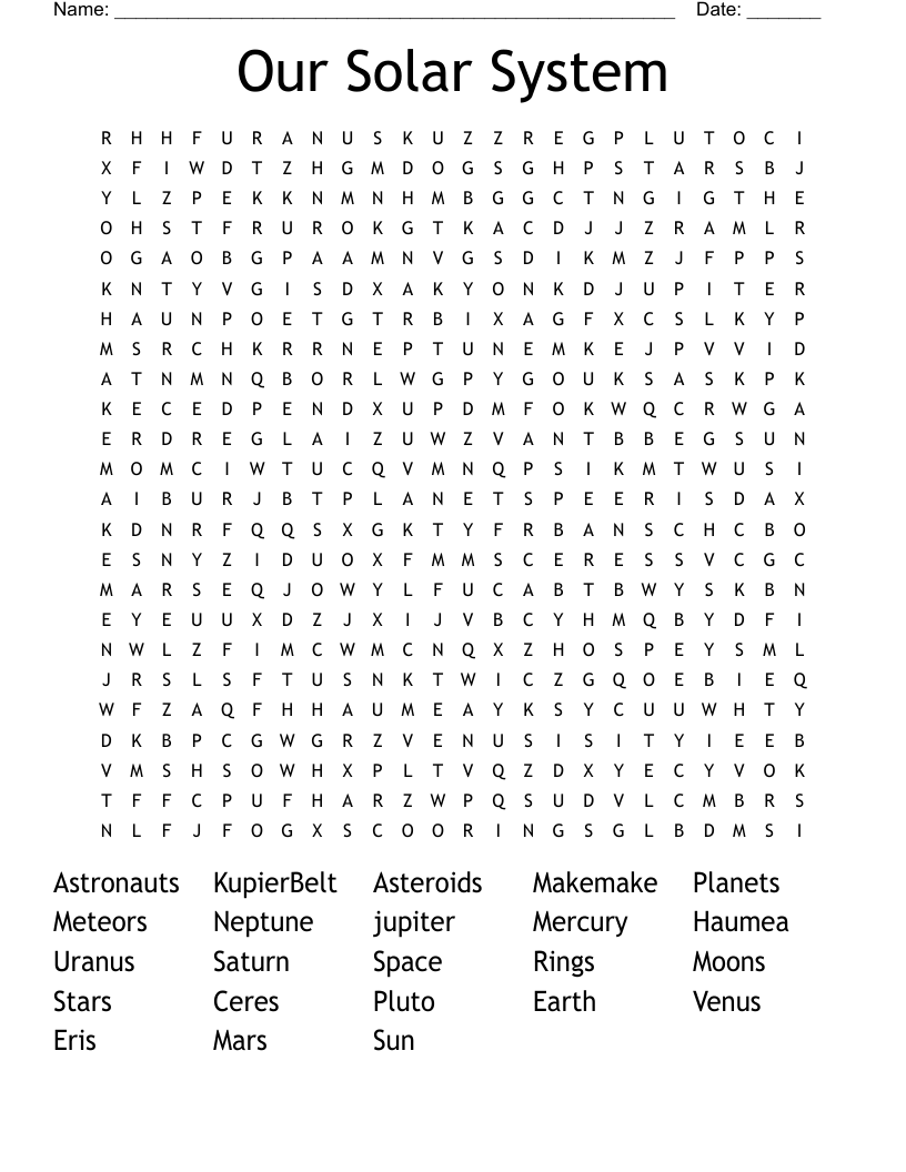 Our Solar System Word Search