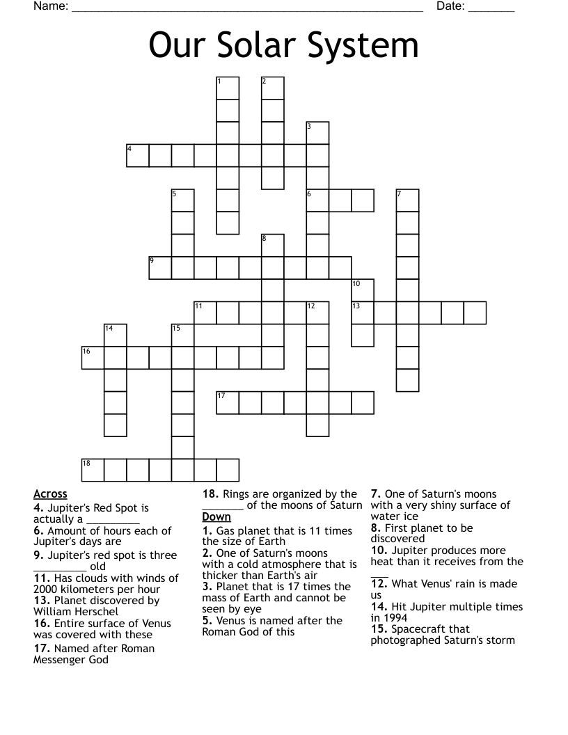 Our Solar System Crossword