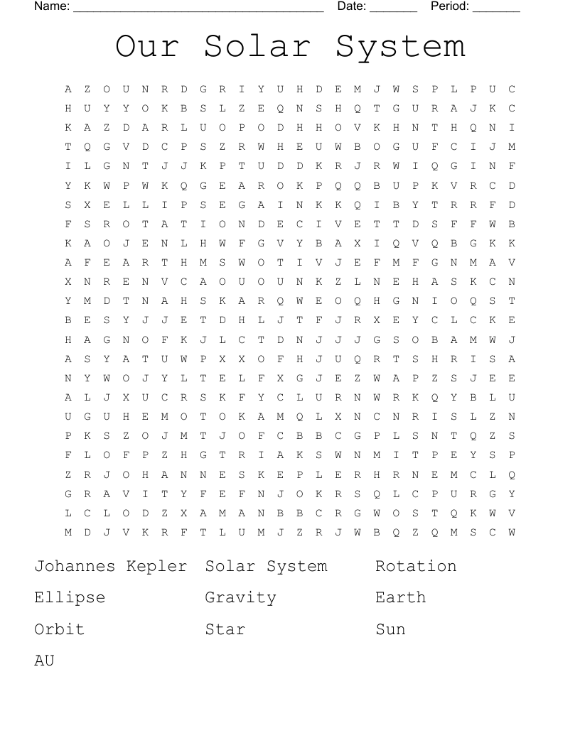 Our Solar System Word Search