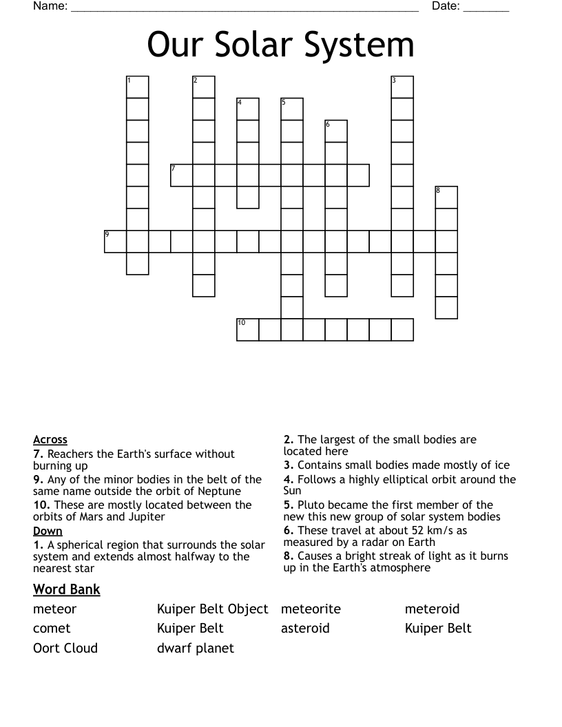 Our Solar System Crossword