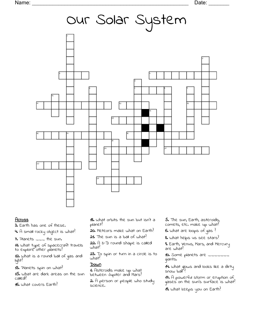 Our Solar System  Crossword