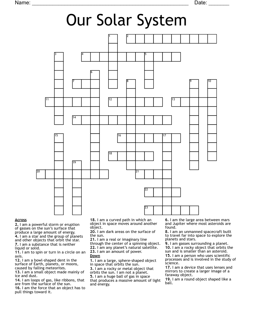 Our Solar System  Crossword