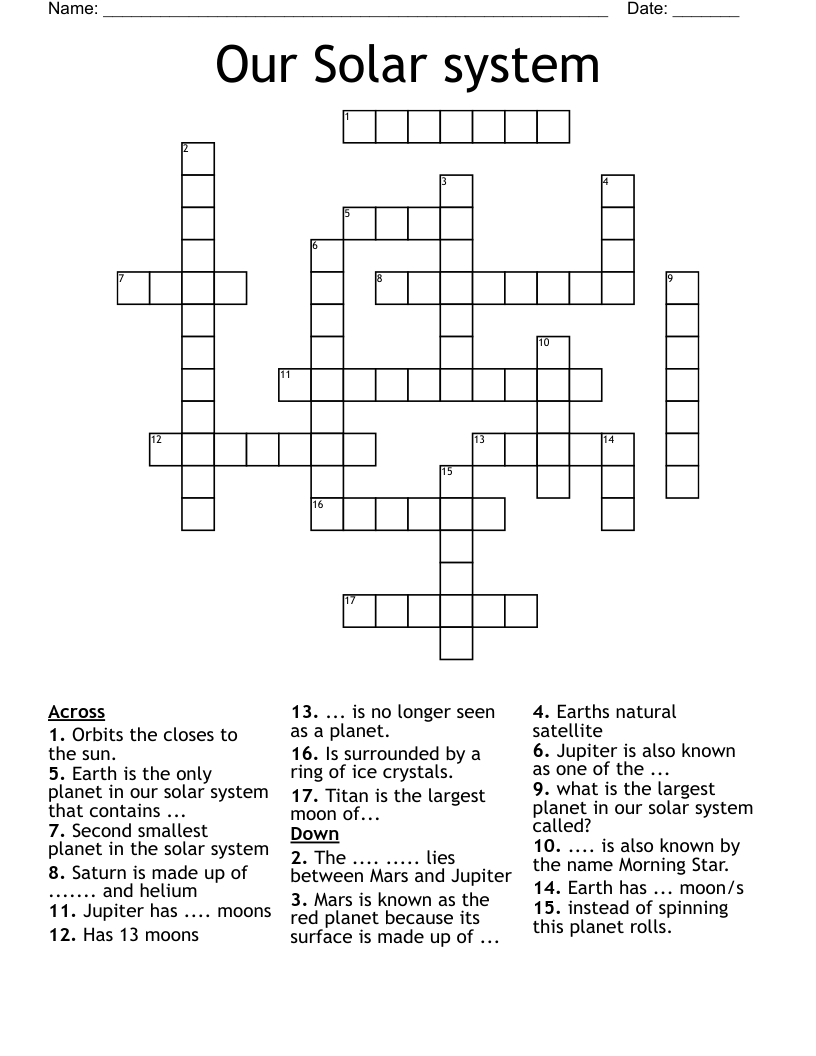 Our Solar system Crossword