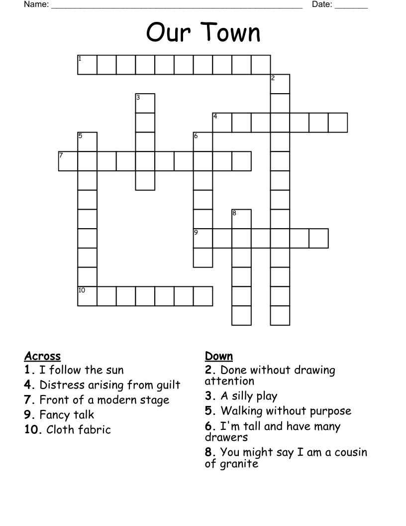 Our Town  Crossword