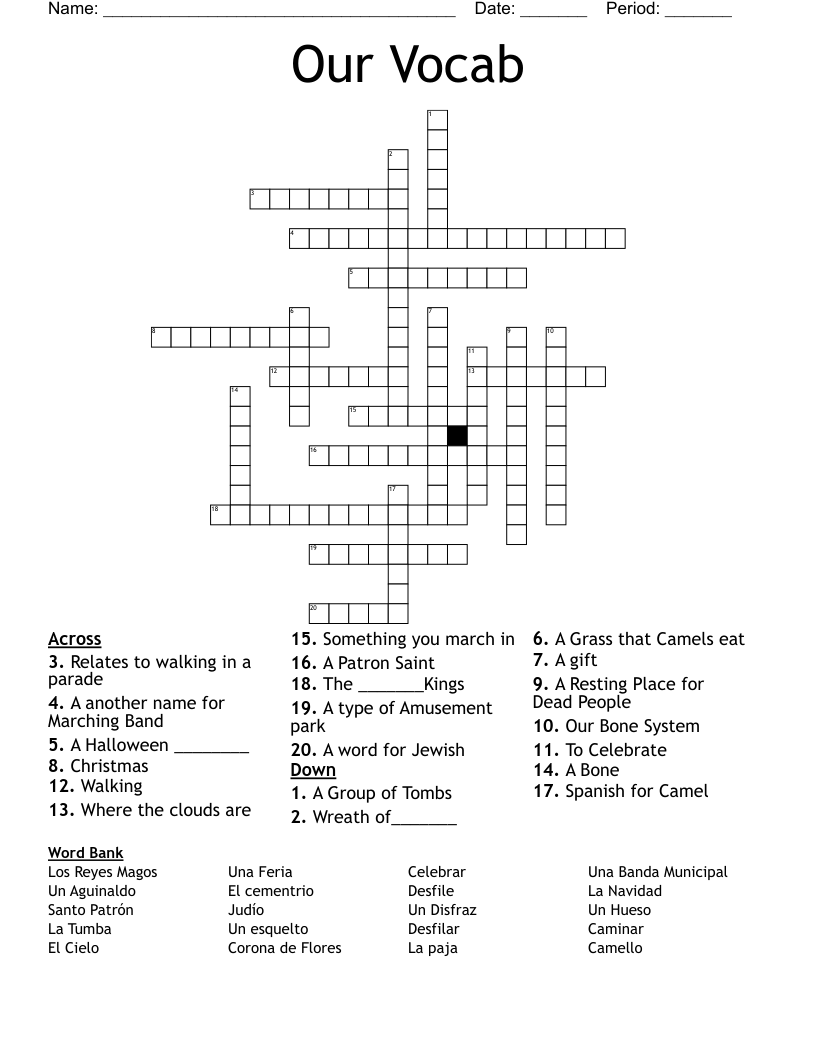 Our Vocab Crossword