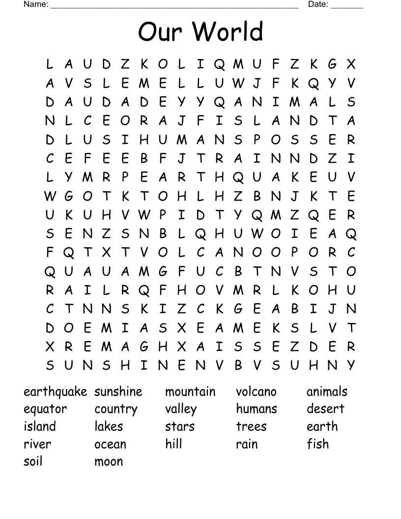 Our World Word Search