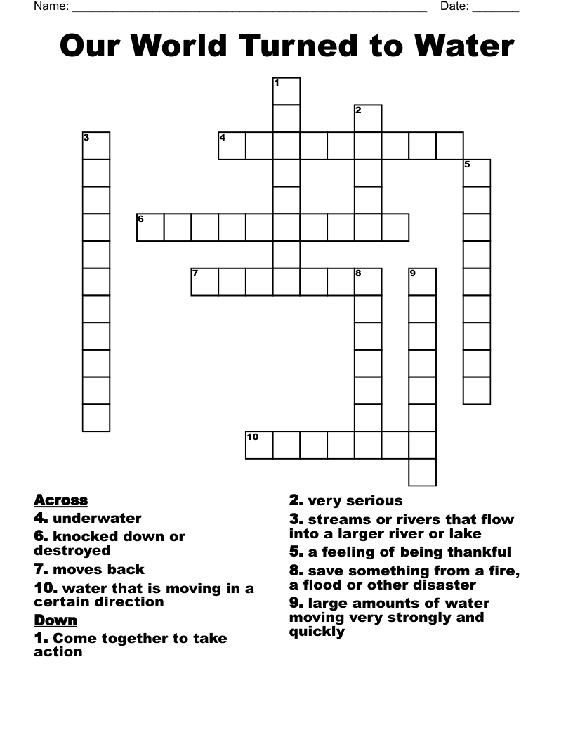 Our World Turned to Water Crossword