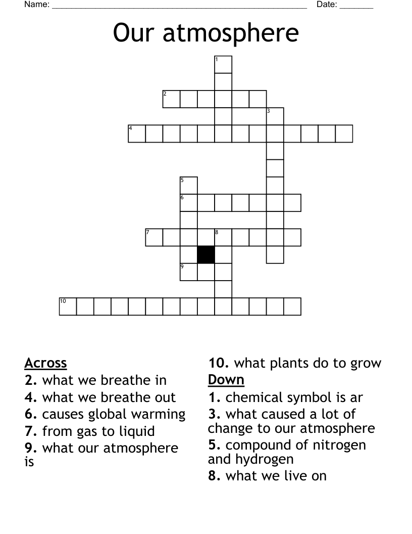 Our atmosphere Crossword
