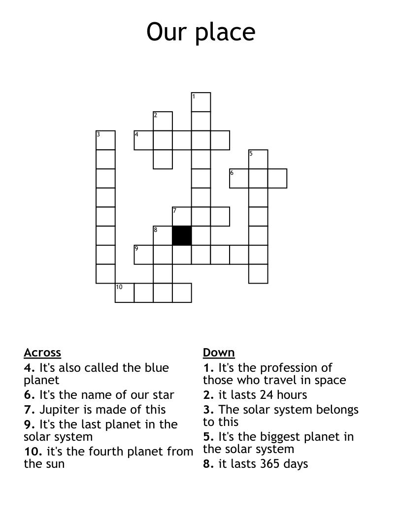 Our place Crossword