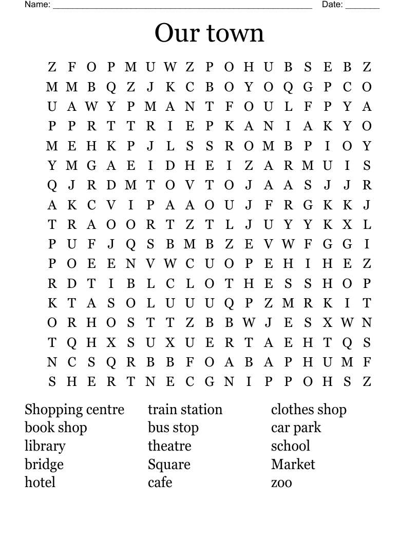 Our town Word Search