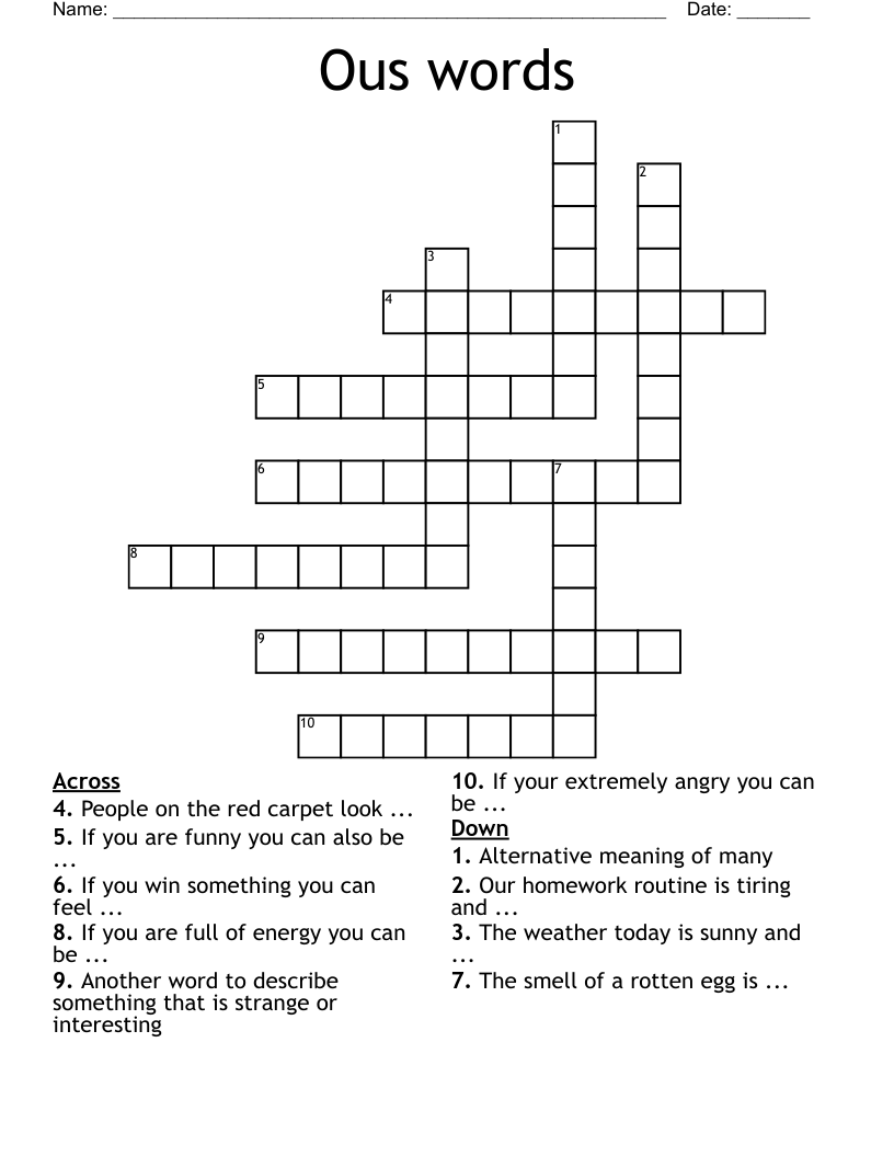 Ous words Crossword