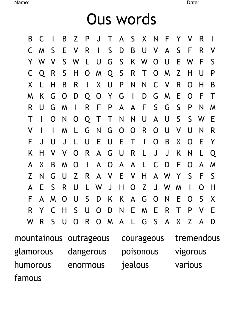 Ous words Word Search