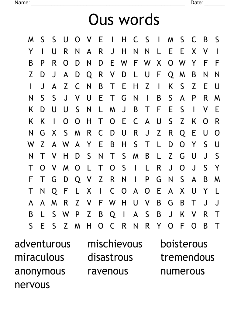 Ous words Word Search